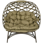 2 Seater Egg Chair Outdoor Garden Furniture Chair W/ Cushion | Khaki