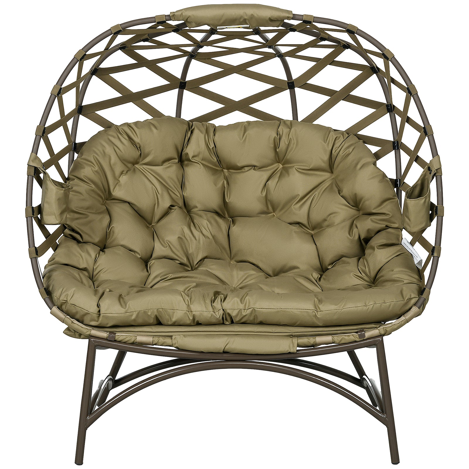 2 Seater Egg Chair Outdoor Garden Furniture Chair W/ Cushion | Khaki