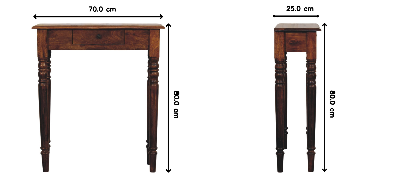 Artisan Furniture Solid Wood Turned Legs 1 Drawer Chestnut Console, Brown