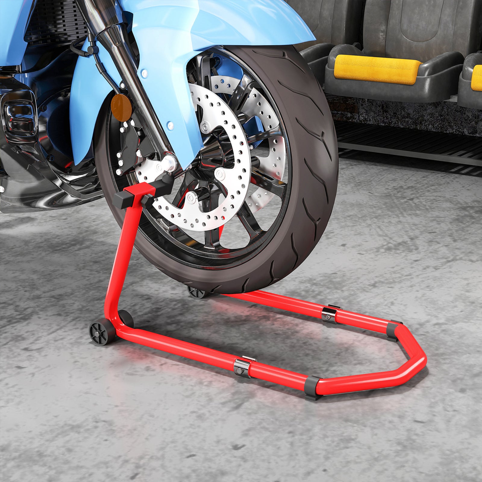 HOMCOM Motorcycle Stand, 390 Kg Front/rear Paddock Stand, Red