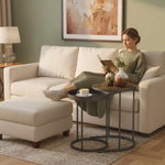 Nesting Side Table Set Of 2, Industrial Round Nest Of Tables | Rustic Brown