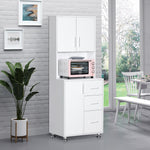 Modern Kitchen Pantry Cabinet Storage Cupboard W/ Countertop | White