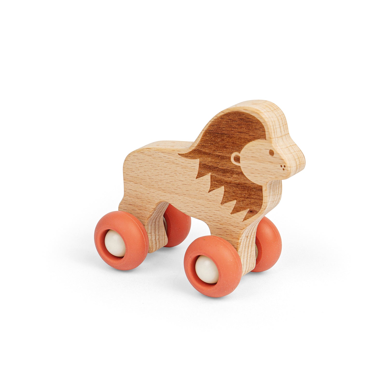 Wooden Jungle Animal On Wheels (lion)