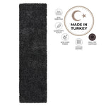 California Shaggy Rug Deep Pile | 60cm x 230cm | Black
