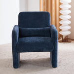 Chenille Modern Accent Chair With Lumbar Pillow | Blue