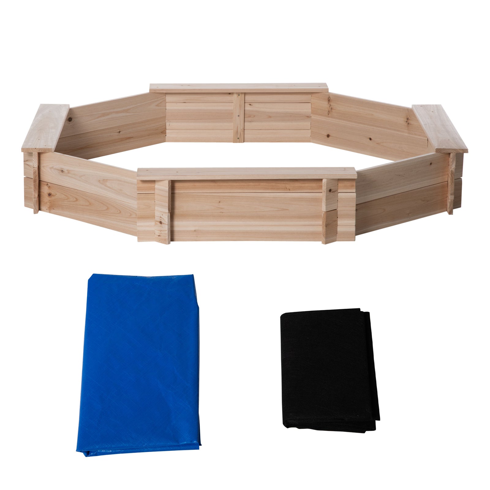 Kids Wooden Sand Pit Children Sandbox With Cover Outdoor Playset