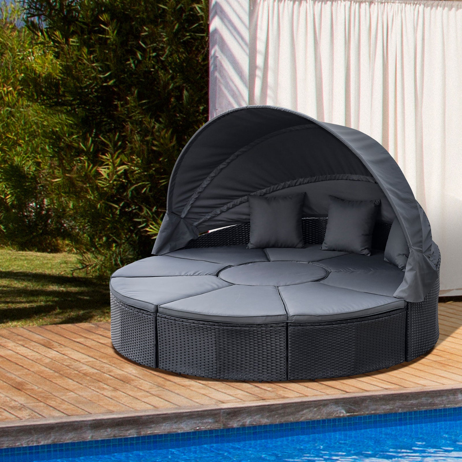 Garden Daybed Set W/ Round Sofa - Furnitur