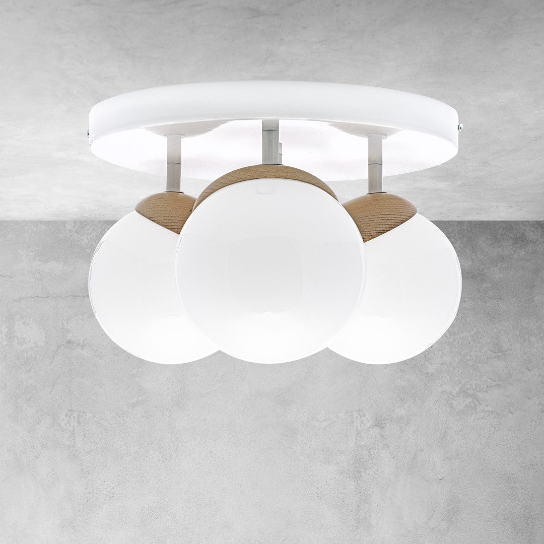 Sfera Designer Ceiling Lamp Hand Made Scandi Style Natural Wood Detail
