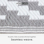 Luxury Outdoor Rug Waterproof Reversible For Garden Patio 100% Recycled, Grey Zoe Geometric | 180cm x 270cm | Grey