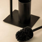Toilet Roll Holder With Toilet Brush, Matt Black, Essentials Collection