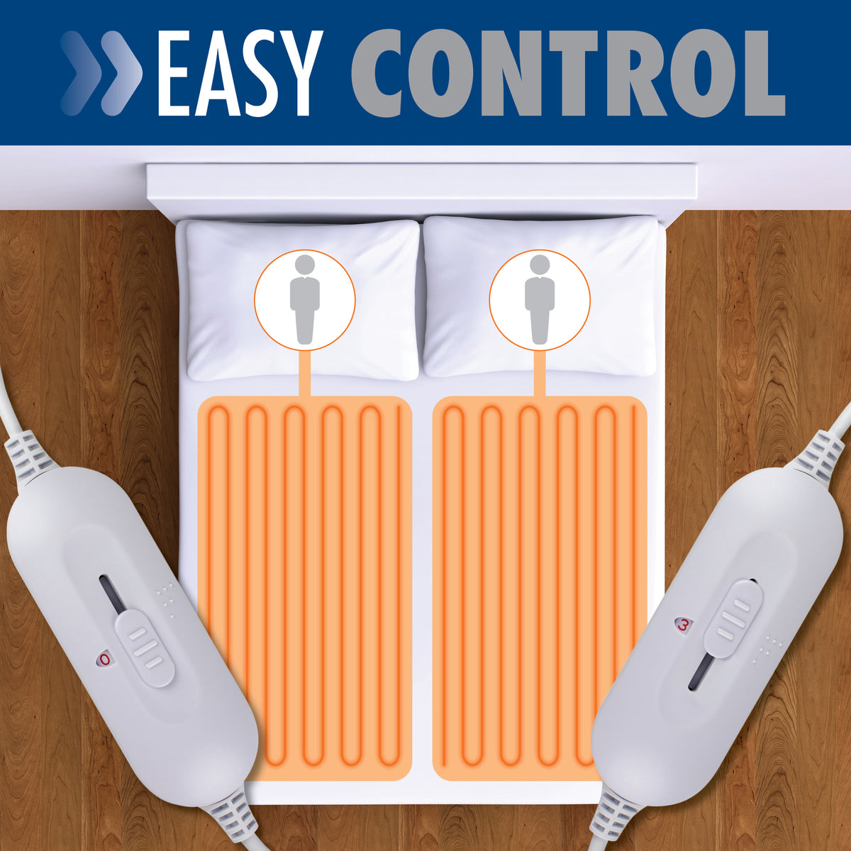 Luxury Electric Blanket Fully Fitted Heated Bed Underblanket Polyester Detachable Control 3 Heat Settings | Double | White