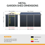6x8 Ft Heavy-Duty Metal Apex Roof Garden Storage Shed – Durable Steel Frame, 4 Vents & Lockable Door Outdoor Tool House
