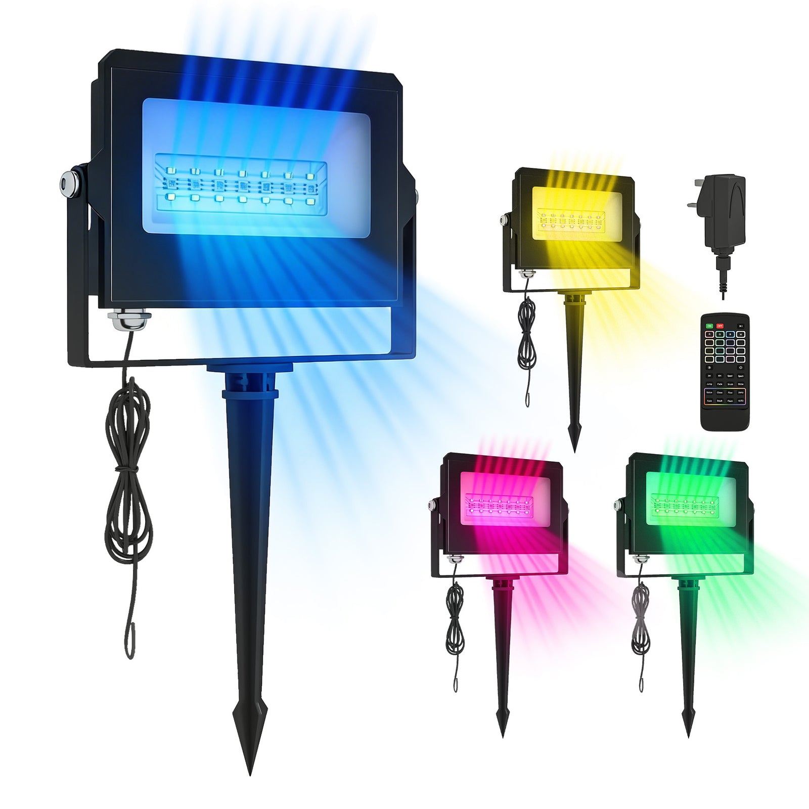 Outsunny 32w Led Floodlights, Outdoor Flood Light With Uk Plug, Black