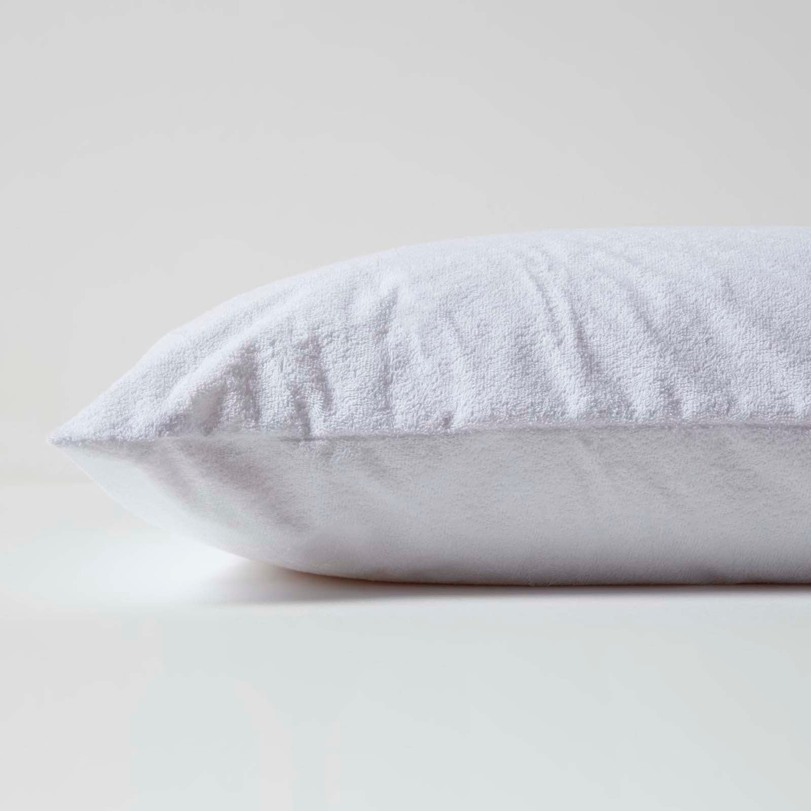 Terry Towelling Waterproof Pillow Protectors, Pack Of 4 | 60cm x 60cm | White