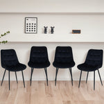 Erica Plush Velvet Comfort Dining Chairs - Set Of 4 | One Size | Black