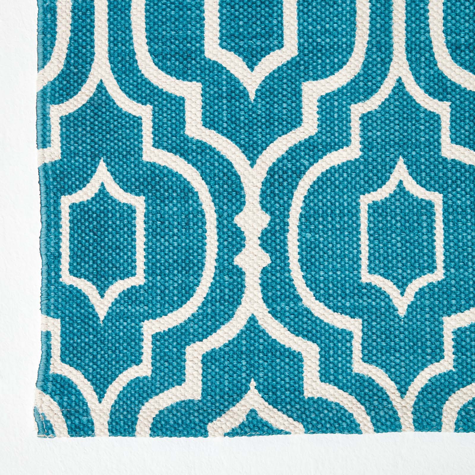 Riga 100% Cotton Printed Patterned Rug Hall Runner, 66 X 200 Cm | 150cm x 220cm | Teal
