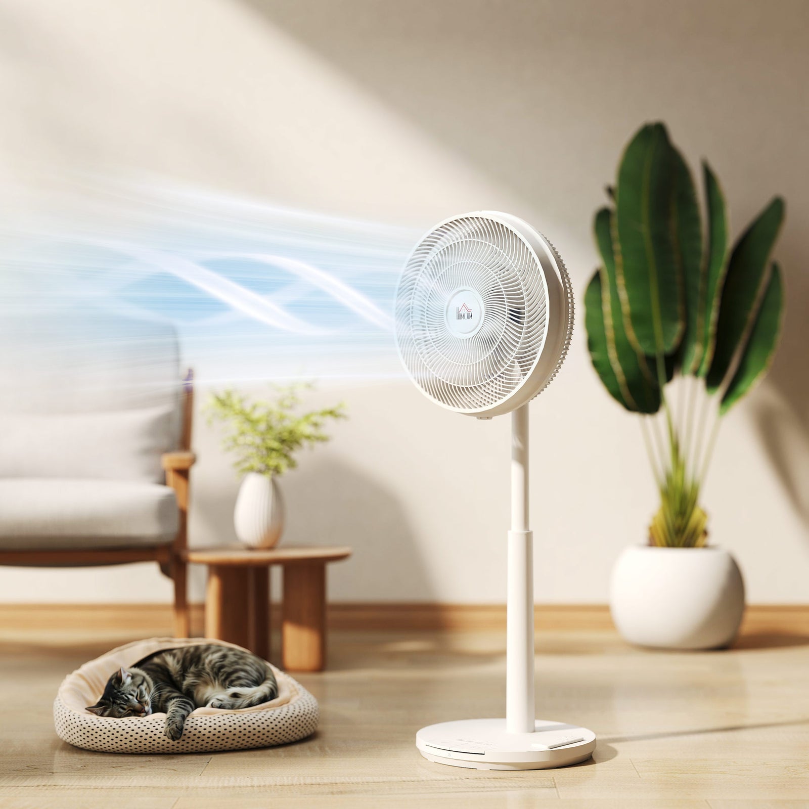 Pedestal Fan With Oscillating, Tilt, Adjustable Height Timer | One Size | White