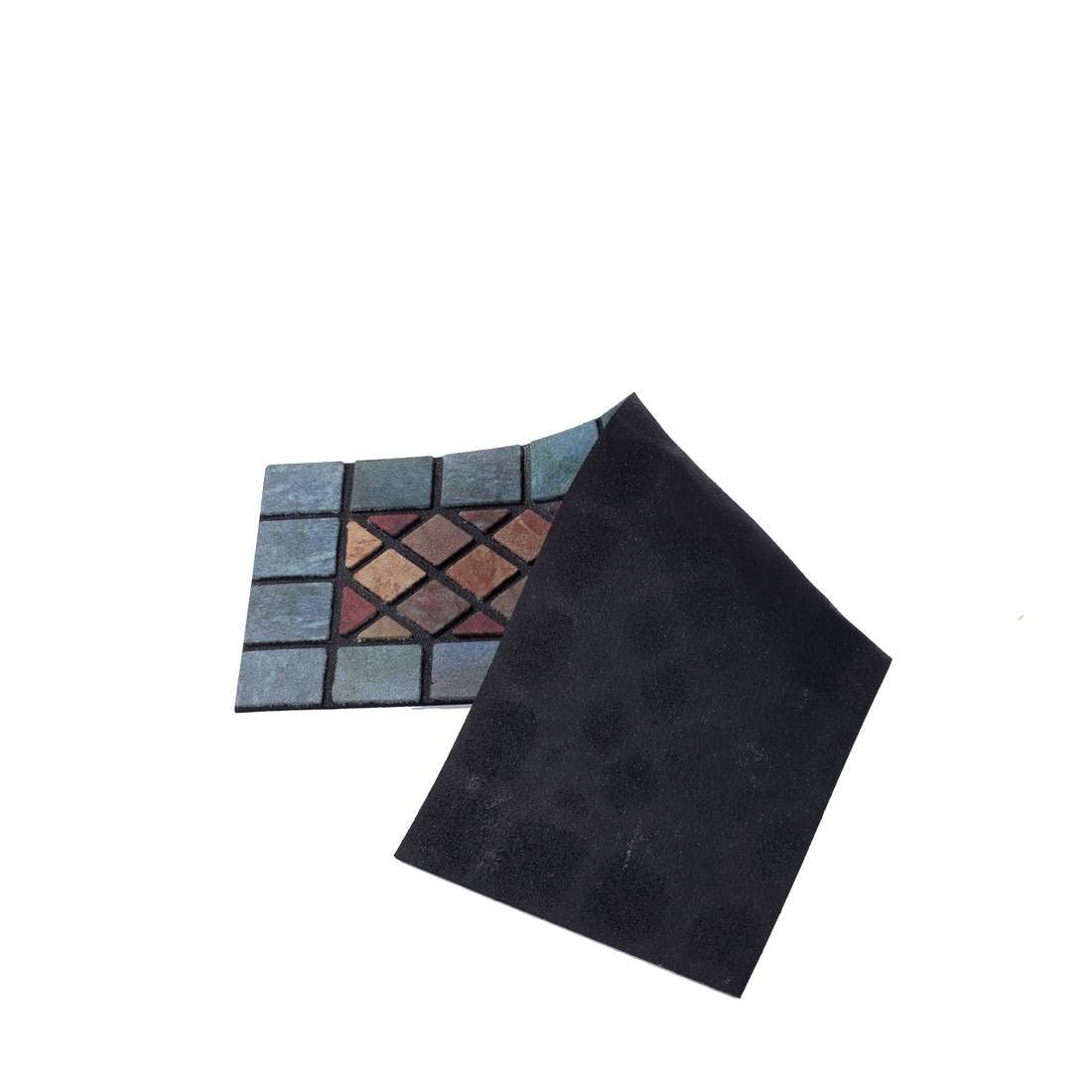 Elegant Tile Effect Narrow Step Doormat - Blue Edge | Set of 1 | Blue