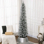 5/6/7ft Artificial Pencil Christmas Tree Realistic Green/White | 7ft | White