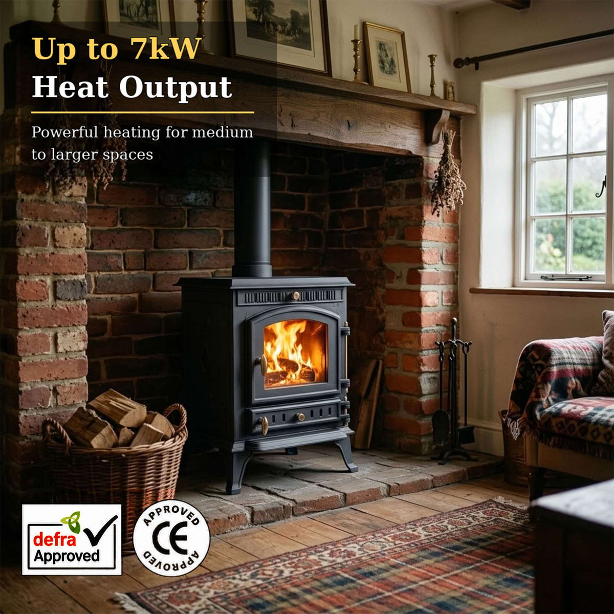 7kw Cast Iron Wood And Charcoal Burning Stove Multi-fuel Fireplace Ja010