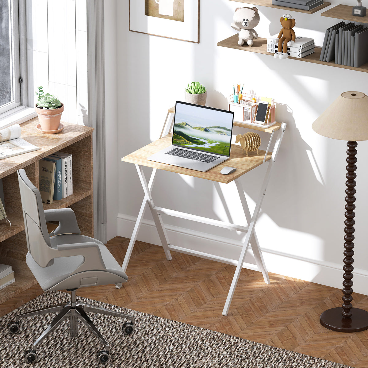 70 Cm Folding Computer Desk For Small Spaces Bedroom | Natural