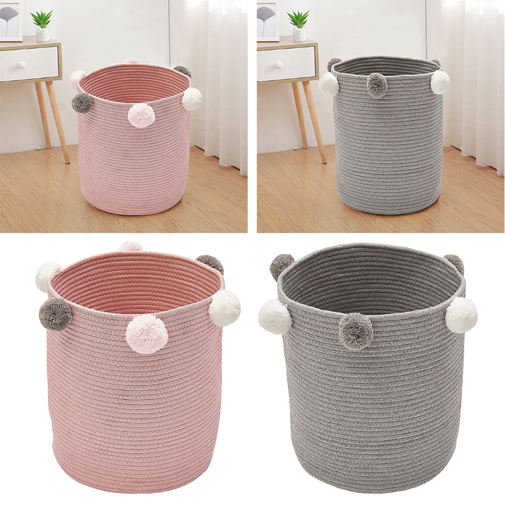 Cotton Rope Basket Woven Laundry Blanket Toy Basket Organizer | Pink