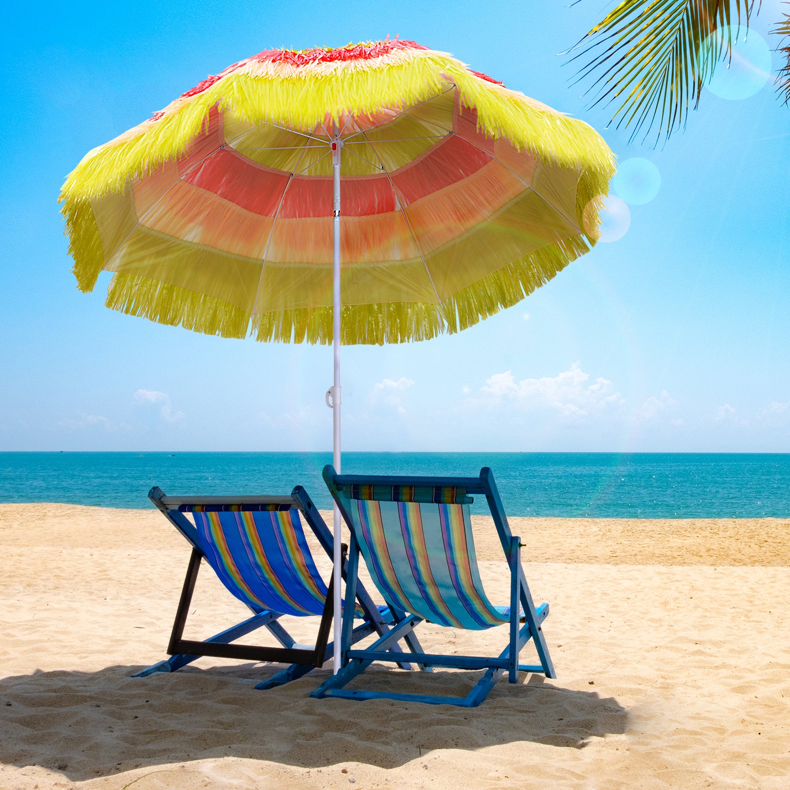 1.6m Hawaii Beach Sun Umbrella - Folding Parasol | Multi Colour