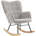 Wingback Rocking Chair For Nursing W/ Steel Frame | One Size | Light Slate Gray