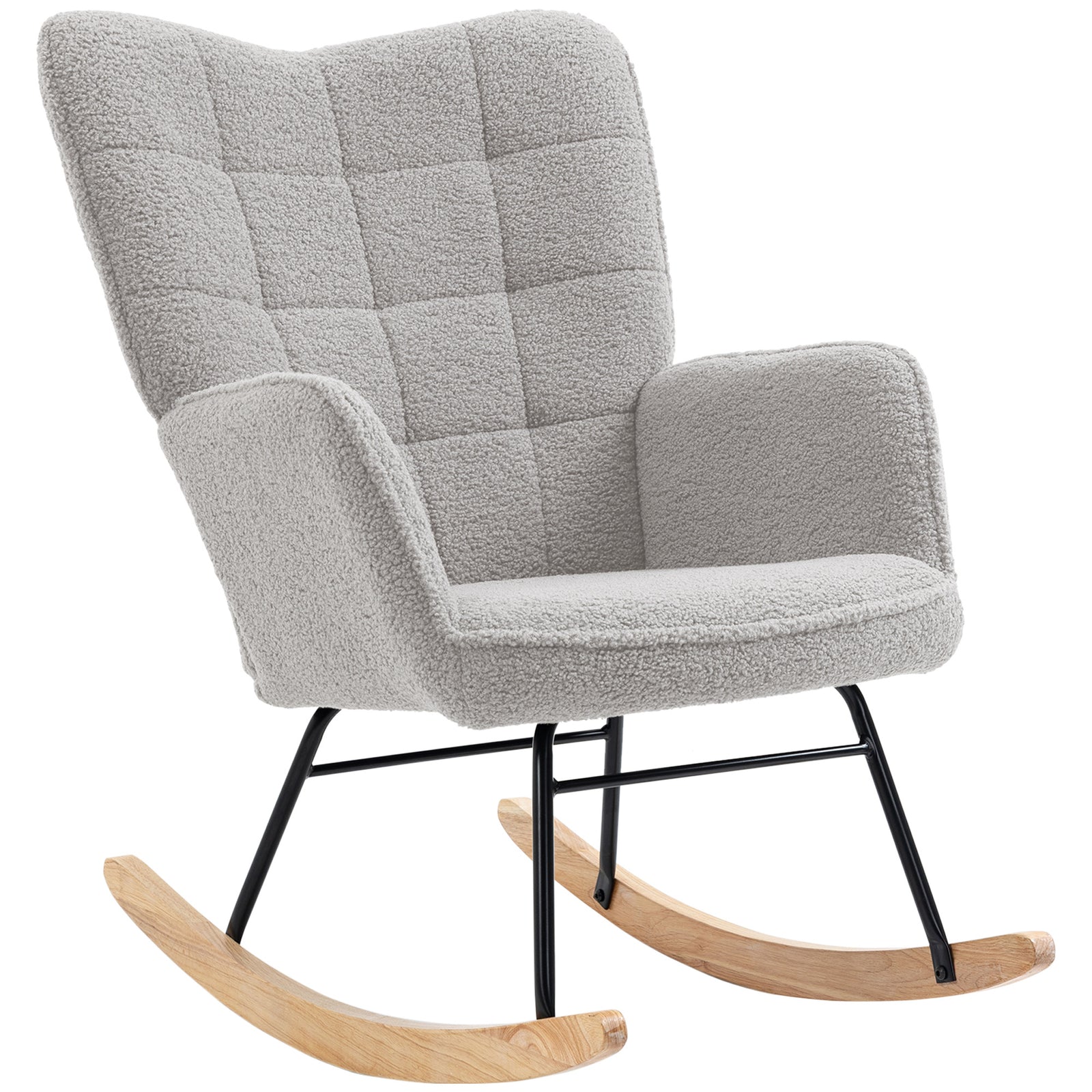 Wingback Rocking Chair For Nursing W/ Steel Frame | One Size | Light Slate Gray