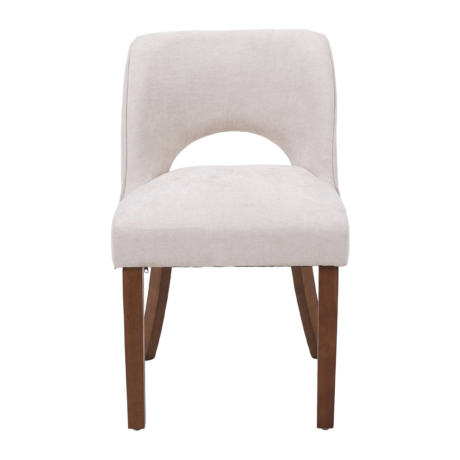 Set Of 2 Chenille Upholstered Dining Chairs | Beige
