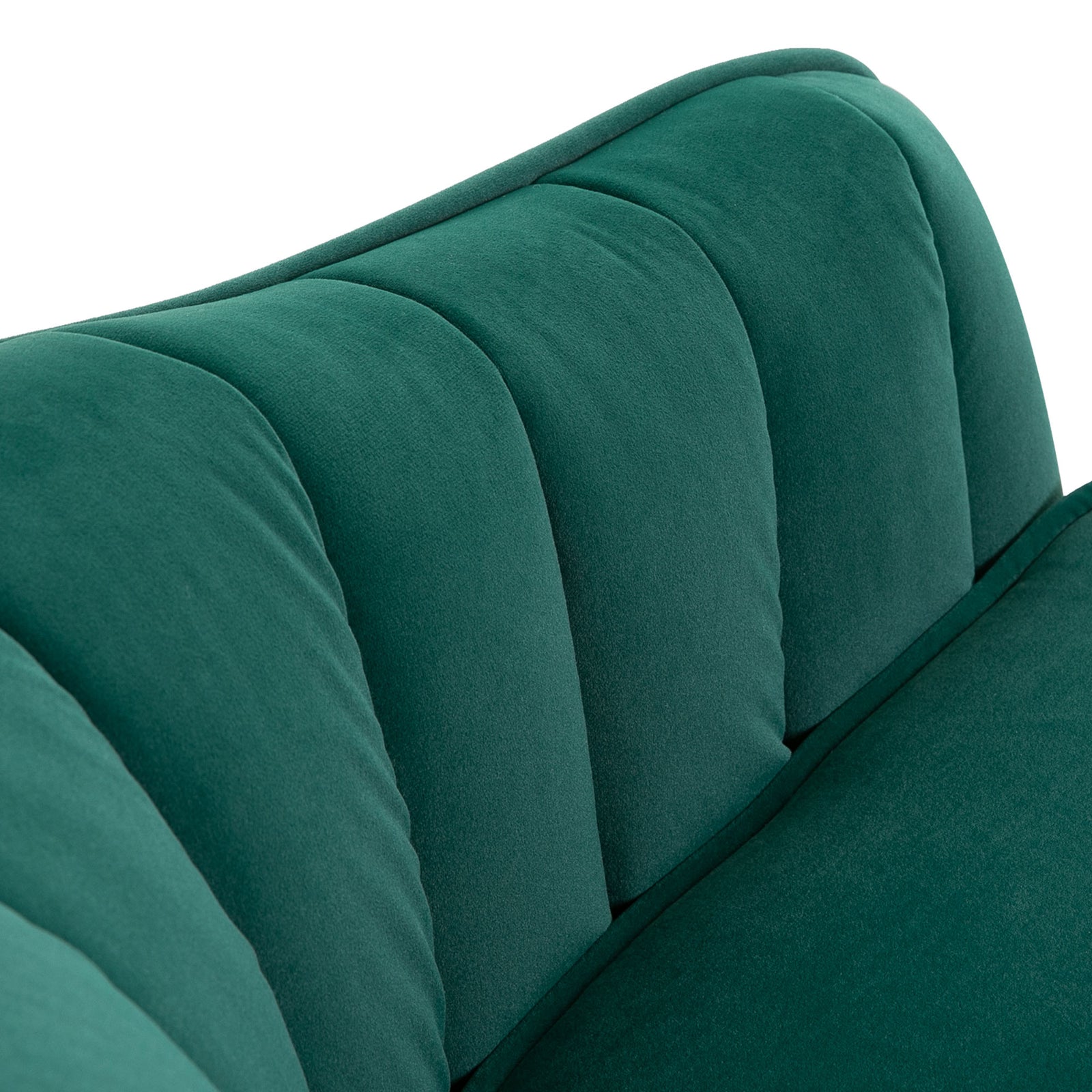 Velvet Look Shell Shaped Chair Adjustable Feet Padding | One Size | Green