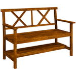 Wooden Garden Bench W/ Armrests