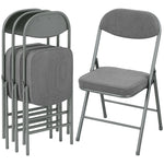 Folding Chairs Set Of 4 With Cushioned Seat, Steel Frame, Grey | Grey