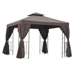 Garden Metal Gazebo Sun Shade Shelter Outdoor Party Tent | Brown
