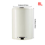 8l Stainless Steel Step-on Trash Can With Lid, Cream White, For Home, Bathroom, And Toilet Use