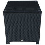 Rattan Garden Side Table Wicker Patio With Tempered Glass | Black