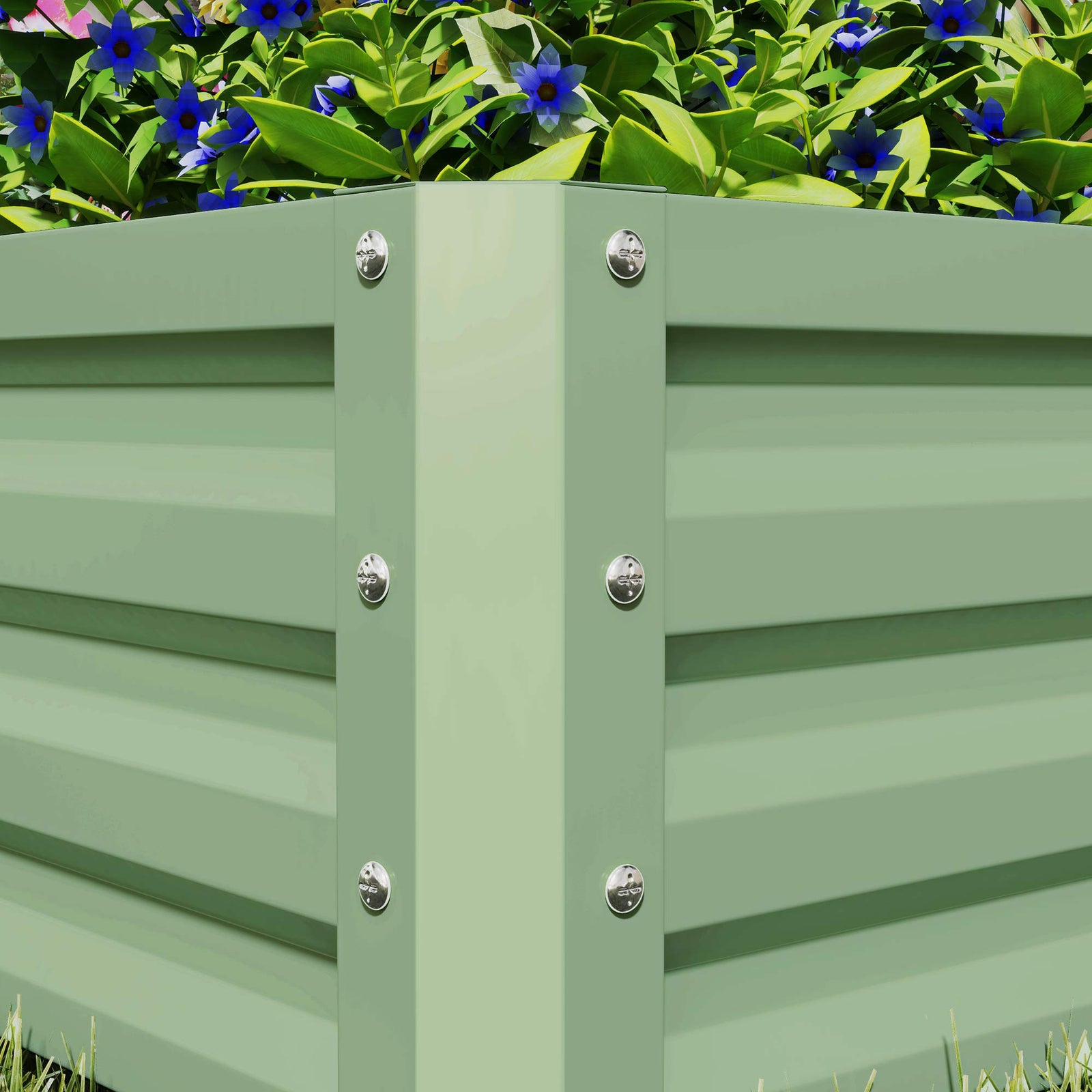 Set Of 2 Raised Garden Bed Galvanised Planter Box | Green