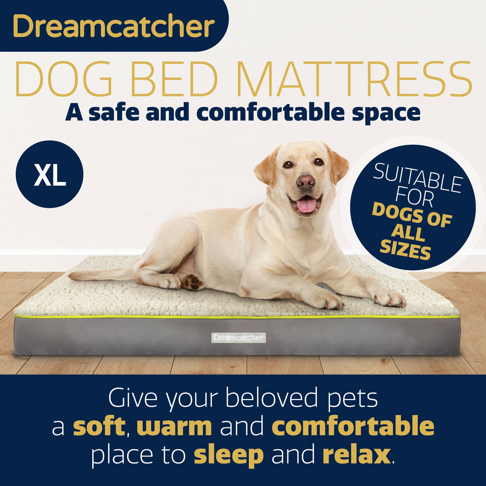 Grey Small To Xxl Dog Beds Orthopaedic Extra Large Flat Crate Pet Mattress, Removable Washable Cover | 104cm | Grey