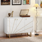 Sideboard Storage Cupboard With Metal Legs For Living Room | White