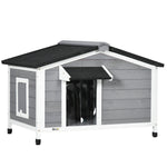 Pawhut Wooden Dog Kennel For Outside 97l X 72w X 65hcm, Grey