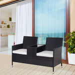 Rattan Chair Garden Furniture Patio Companion Seat Table | Black