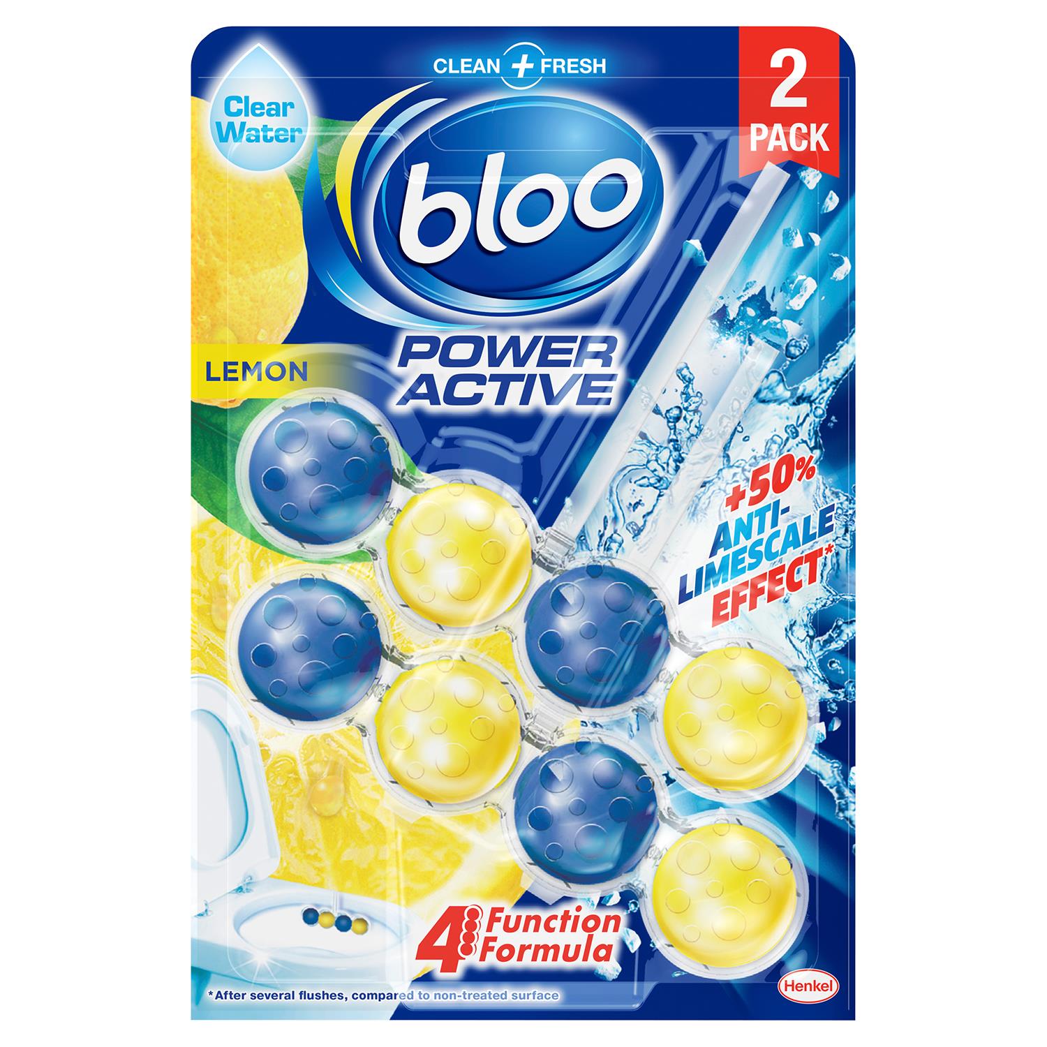 Toilet Rim Blocks Colour Active+ Lemon For Anti-limescale Effect, 6 Pack