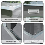 Heavy Duty Outdoor Metal Storage Shed With Log Rack Weather-resistant Garden Tool & Firewood Organizer