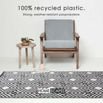 Luxury Outdoor Rug Waterproof Reversible For Garden Patio, Black & White Geometric