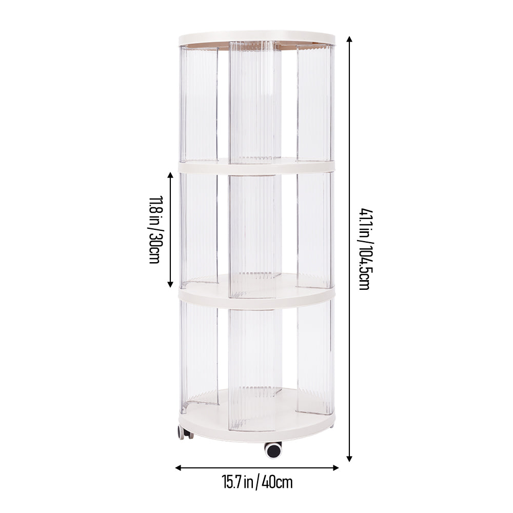 3-tier Plastic Round Bookshelf With Wheels