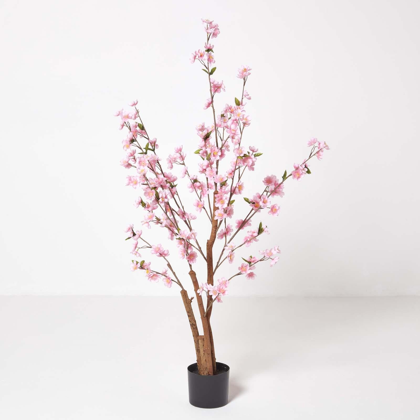 HOMESCAPES Artificial Blossom Tree With Pink Silk Flowers 130 Cm (4’2”)