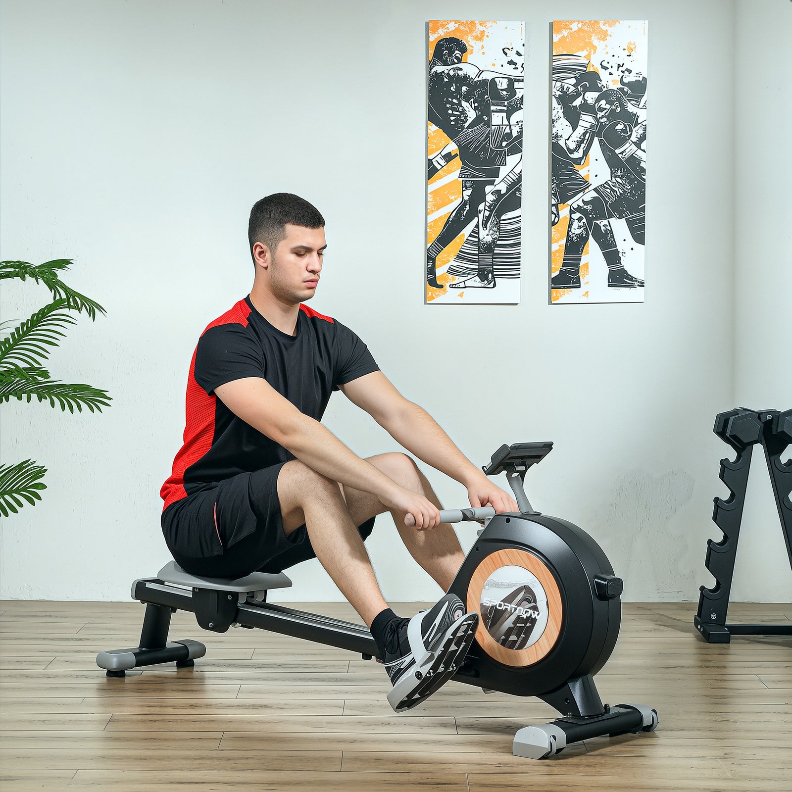 16-level Magnetic Rowing Machine W/ Lcd Monitor | Black