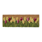 HOMESCAPES Coir Doormat With Tulips, 25 X 75 Cm