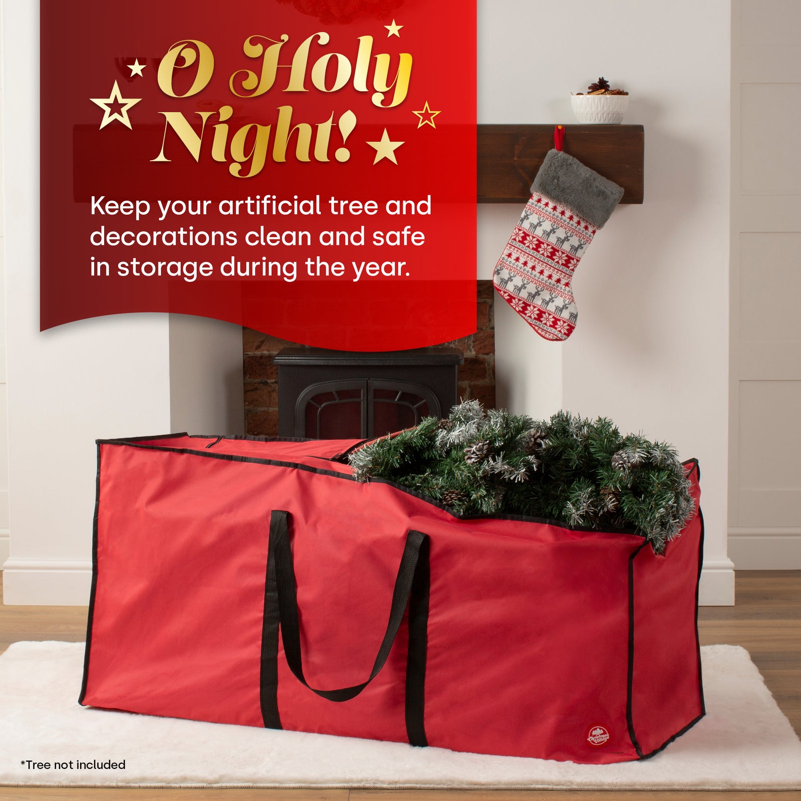 9ft Premium Xmas Tree Storage Bag Red Durable Zip Up Sack