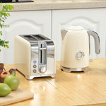 Kettle And Toaster Set With Temperature Gauge, Crumb Tray | Cream